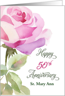 Nun Custom Name 50th Anniversary Catholic Jubilee Pink Rose card