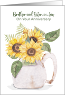 Brother and Sister in Law Anniversary Sunflowers Farmhouse Pitcher card