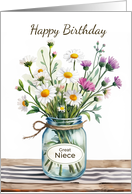 Great Niece Birthday Wildflowers Mason Jar Celebrating You Florals card
