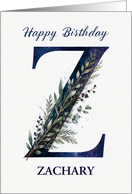 Letter Z Birthday for Him Personalized Name Blue Monogram