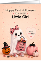 Little Girl First Halloween Cute Ghost Trick or Treating card