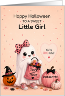 Little Girl Halloween Custom Name Cute Ghost Trick or Treating
