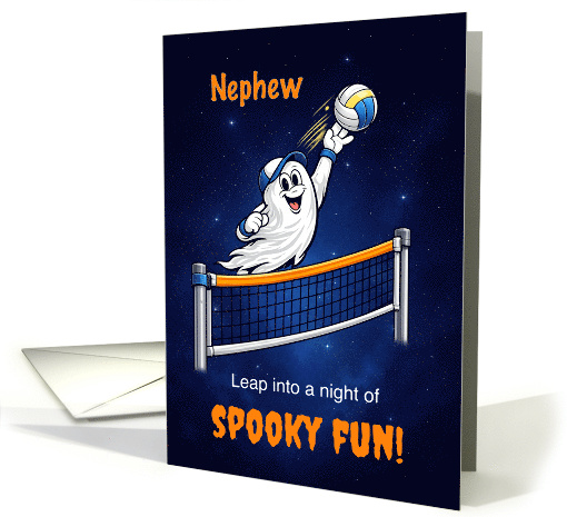 Nephew Halloween Volleyball Ghost Leap Into a Night of Spooky Fun card