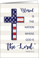 Veterans Day Religious Scripture American Flag in Cross White Stripes