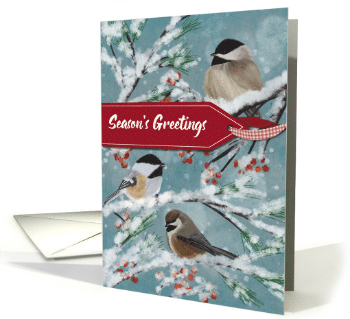 Seasons Greetings Chickadees in Snow card (1950230)