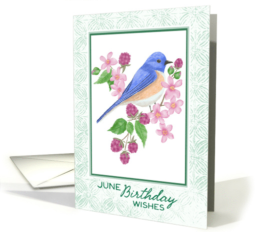 June Birthday Wishes Bluebird with Berries and Blossoms card (1996402)