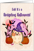 Cute Hedgehog Halloween with Pumpkins and Bats