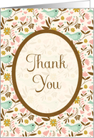 Thank You Friend Pink Floral Pattern with Birds
