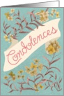 Condolences Aqua Soft Pastel Floral Banner card