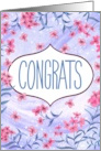 Congrats Periwinkle Blue and Pink Floral Celebration card