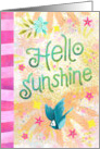 Hello Sunshine Bright Hand Lettered Greeting with Bluebird card