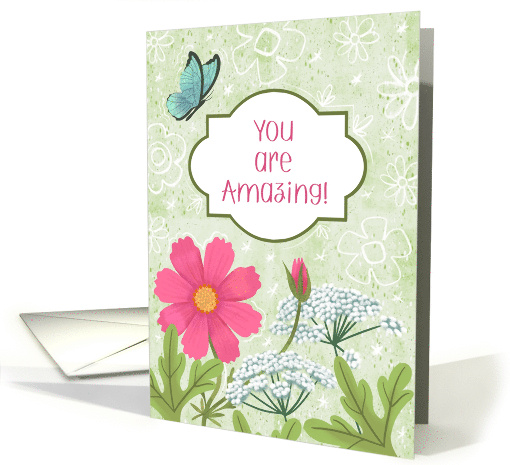 You Are Amazing Green Meadow Flower Garden card (1950608)