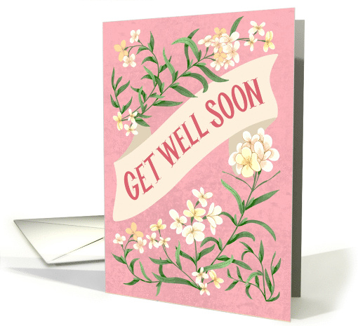 Get Well Soon Pink Floral Banner card (1950624)