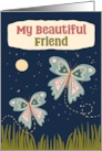 Beautiful Friend Butterflies Flying at Night card