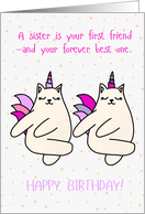 Sister Birthday Unicorn Cats Best Friends Forever card