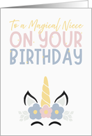 Niece Birthday Magical Unicorn Pastel Flowers card