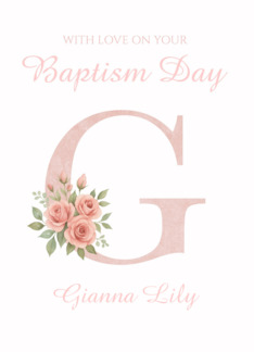 Baptism Day Personalized Floral Initial G