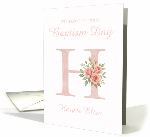 Baptism Day Personalized Floral Initial H card (1962874)