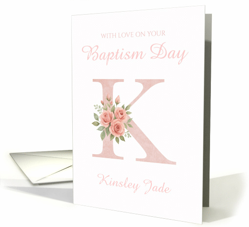 Baptism Day Personalized Floral Initial K card (1962880)