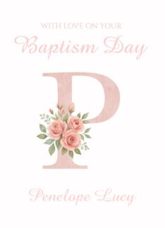 Baptism Day Personalized Floral Initial P