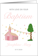 Baptism Pink Church and Tree Personalized