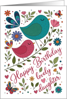Daughter Happy Birthday Birds Florals Leaves and Butterflies