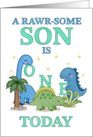 for Son One Today Rawrsome Dinosaurs in Blue and Green