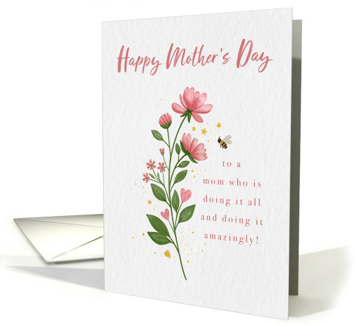 for Single Mom Happy Mother's Day Pink Florals card (1978070)