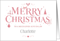 Aunt In Law Merry Christmas Personalized Pink Glitter Effect card