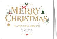 Surrogate Merry Christmas Personalized Gold Glitter Effect