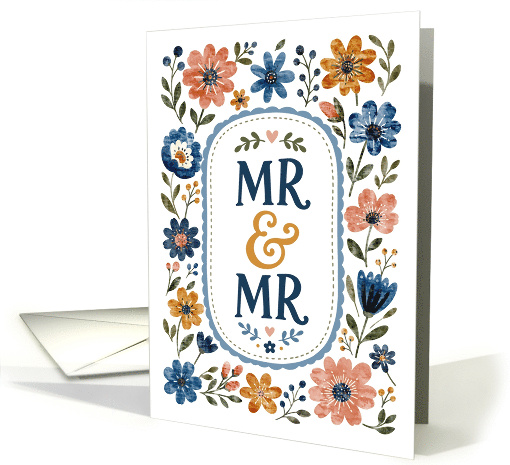 Mr and Mr Wedding Day Floral with Pink Yellow and Blue... (1996238)