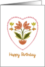 Decorative Floral Heart Birthday Greeting with Cheerful Floral Design card