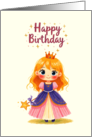 Girls Happy Birthday Princess Crown Magic Wand card