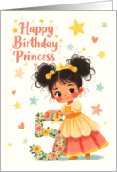 Girl 5th Birthday Princess Floral Stars