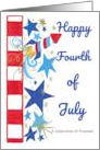 Happy Fourth of July Patriotic Fireworks and Stars card