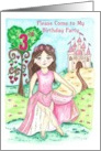 Girls 3rd Birthday Party Invitation Princess Castle Heart Tree card