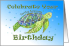 Celebrate Your Turtley Awesome Birthday Sea Turtle and Bubbles card