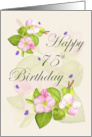 Happy 75th Birthday Pink Apple Blossoms and Purple Butterflies card