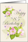 Happy 85th Birthday Pink Apple Blossoms and Purple Butterflies card