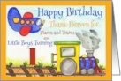 Birthday Boy Thank Heaven for Little Boys Turning One Train and Plane card