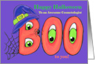 Cosmetologist Happy Halloween Boo to You Witch Hat Spooky Eyes card