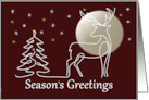 Corporate Holiday Elegant Reindeer and Tree Starry Night Line Art card