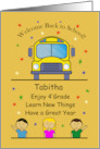 Fourth Grade First Day of School Bus and Friends Customize Name card