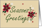 Business Christmas Seasons Greetings Poinsettia Floral Typography card