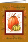 Grandson and Wife Happy Thanksgiving Fall Gourds Leaves Acorn card