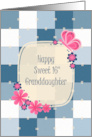 Granddaughter Sweet 16th Birthday Blue Patchwork Butterfly and Daisies card