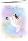 Christmas Peace on Earth Dove Star and Poinsettia Good Will Toward Men card