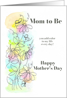 For Mother to Be Mother&rsquo;s Day From Husband Colorful Line Art Flowers card