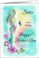 Sister First Mother&rsquo;s Day Expectant Woman and Butterfly card