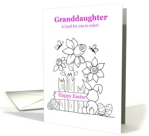 Granddaughter Easter Coloring Card with Bunny, Flowers... (1970510)
